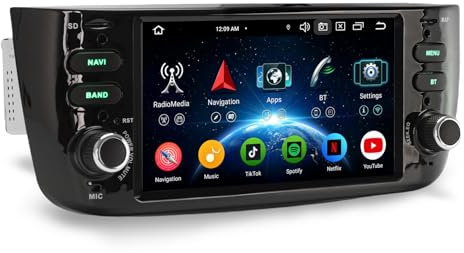 Erisin 8-Core Android 14 4GB+64GB Autoradio per Fiat Grande Punto Linea 6.2 pollici IPS Schermo tattile Supporto GPS Navigatore Senza fili CarPlay Android Auto WiFi DAB+ Bluetooth 5.0 DSP Canbus OBD2
