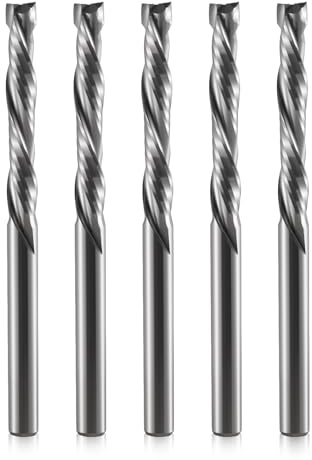 Trvoxviq 5 Pcs Carbide 2 Flute Compression Router Bit Up & Down Cut 1/8 inch Shank 3.175mm Cutting Dia for CNC Mill Machine Wookwork 3D Profile Detail Engraver Carving