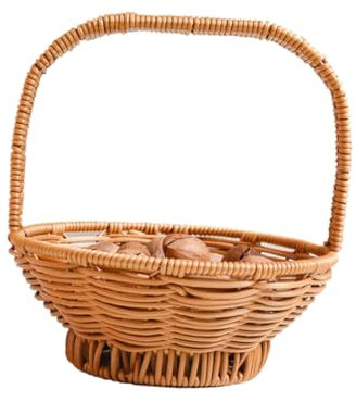 Levemolo Imitation Rattan Aufbewahrungskorb Kunststoff Tragbarer Obstkorb Für Picknick Und Heimdekoration Große Leicht Zu Reinigen