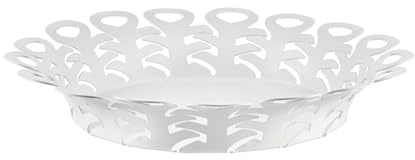 Alessi Vimini BM21/25 W - Centrotavola Traforato di Design, in Acciaio Colorato con Resina Epossidica, Diametro 27cm, Bianco