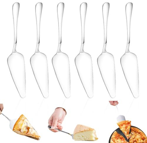 Stainless Steel Cake Shovel, 6 Pieces Cake Shovel Cake Spatula Multifunctional Triangular Cutter with Fine Serrated Edge Suitable for Kitchen, Dining Room and Christmas Parties Silver Cake Shovel