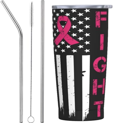 Taza Termica Acero Inoxidable 20Oz, Bandera De Lucha Contra El Cáncer Acero Inox Vaso Termico Reutilizable Taza Termo Café Personalizada Taza De Automóvil, Para Agua Y Té, Oficina