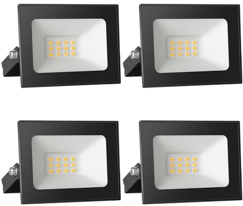Proiettore a LED superleggero da 10 W con grado di impermeabilità IP65, luce bianca calda da parete per esterni, per giardino, cortile, patio, 1000 lm, riflettore ad alta luminosità, alimentazione 12
