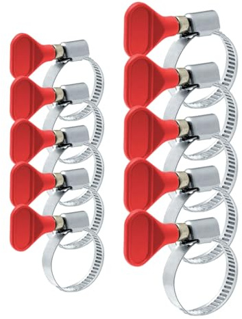 KGDUYC Lot de 10 colliers de serrage réglables - 16-27 mm - 25-40 mm - Avec poignée - Pour tuyau d'eau, de gaz, de jardin, de piscine