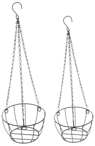 iplusmile Cesto Portafiori Sospeso in Ferro 2 Pezzi: Fioriera Sospesa in Metallo Con Catena - Portavasi Decorativo Nero Per Uso Ed Esterno - Vasi Per Piccoli Spazi