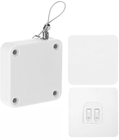 txuzong Fermeture de Porte Automatique Blanc - Système Sans Perçage avec Corde de Traction 1,2m - Compatible Portes Aluminium et Bois - Ferme-Porte Autonome Sécurité
