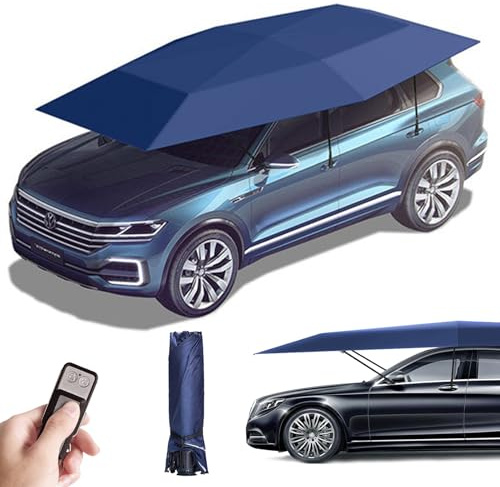 Giuggiolared Cochera automática, cochera móvil con Control Remoto, toldo Plegable y portátil para Proteger el vehículo, Ideal para Tiendas de campaña al Aire Libre,Navy-Blue-4.8m
