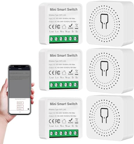 6 Pieza Interruptor WIFI, Módulo Interruptor Inteligente, Mini Smart Switch | 16A Módulo Rele WiFi Compatible con Alexa y Google, 2.4G Interruptor Alexa con Tuya y Smart Life, Se Requiere Cable Neutro