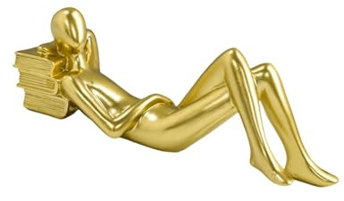 amangul Estatua de mujer con pensamiento abstracto leyendo mujeres modernas resinas estéticas estatuilla escultura para estantería y decoración de escritorio (oro, C)