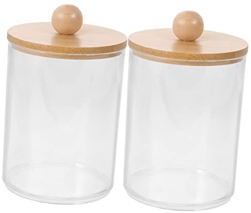 Beavorty 2 pièces Boîte Rangement Coton Tige et Démaquillants Conteneurs Transparents Compacts et Durables pour Salle de Bain Support Maquillage Organisé et Gain de Place