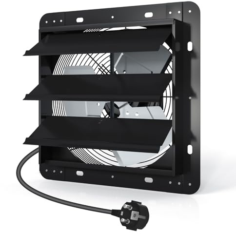 Aygrochy 300mm Ventilateur d'Extraction à Volets avec Moteur EC, 1650m³/h Extracteur d'Air Industriel Mural Silencieux pour serre, garage, sous-sol, grenier et atelier
