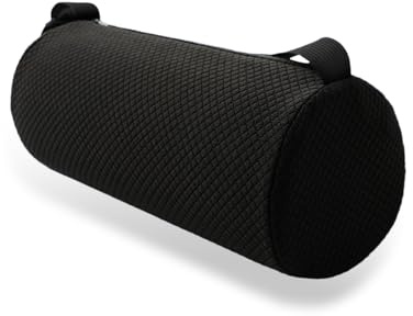 DYHNQE Lumbar Roll Pillow, Memory Foam Roll Cushion with Removable Elastic Strap Washable Cover Lower Back Lumbar Support Pillow for Office Gaming Chair Car Couch (Black)