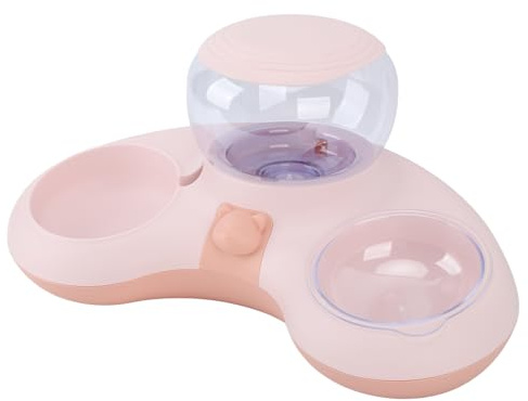 Fabater Fontaine D 'Eau pour Animaux de Compagnie, Mange Outomatique Sûre Couler Animaux de Compagnie, Double Bols Amovibles Moles (Pink)
