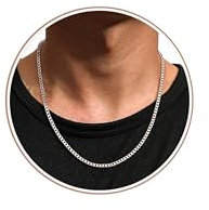 YADOCA Cadena de Plata Hombre, Collar de Cadena de 3/5 mm de Grosor para Hombres Collar Hipoalergénico Joyas para Hombres con Caja de Regalo