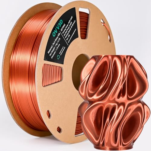 OVV3D PLA Filament 1.75 Seide Metall, 3D Drucker Filament Seidig Metallisch, Filament PLA Kupferrot Seide, 3D-Druckmaterial PLA Filament 1.75 mm ±0,02mm, PLA Kupferrot 1KG/2.2lbs