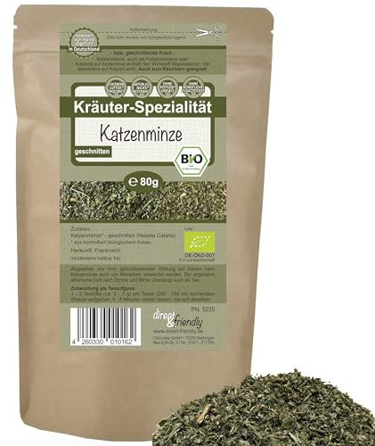 direct&friendly | Bio Katzenminze | 80g | Katzenminzetee | Nepeta cataria | ideal für Katzenspielzeug | Catnip