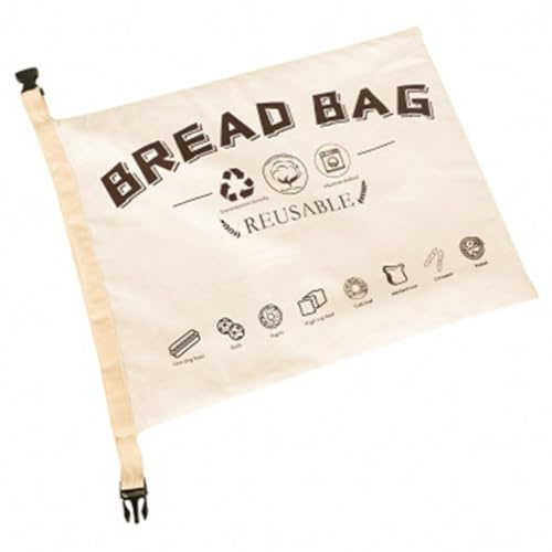 Syglawnd Sac à Pain réutilisable, Sac à Pain congélateur, Stockage des Aliments en Coton et Lin réutilisable avec Fermeture Boucle Beige, congélateur