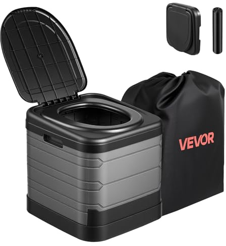 VEVOR Toilette da Campeggio Pieghevole Portatile Carico max. 150 kg, WC Portatile Mobile per Campeggio Viaggio Pesca Camper Casa con Borsa per Trasporto Sacchi di Spazzatura Materiale di PP