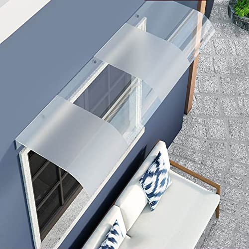 Tettoia in policarbonato resistente ai raggi UV per porta esterna, 50% trasparente, protezione da pioggia e neve, con viti di fissaggio (40 x 200 cm)