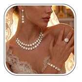 Diamday 4Pcs Mujer Conjunto de Joyas de Boda Collar en Capas Pendientes Colgantes Pulsera de Diamantes de Imitación Anillo Ajustable Joyas de Cristal Plata Dama de Honor Fiesta de Noche para Mujeres