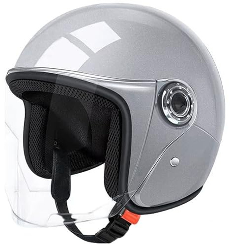 Tapallmy Casco Scooter da Uomo Casco Aperto con Visiera Invernale Caldo Ideale per Uomo e Donna Grigio