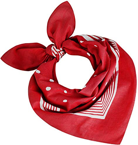 Tobeni Baumwolle Nickituch gepunktet | 55x55 cm Bandana Halstuch | 100% Baumwolle mit Punkten | Quadratisch | Modisches Kopftuch & Stirnband für Damen Herren Kinder Haustiere | Pflegeleicht