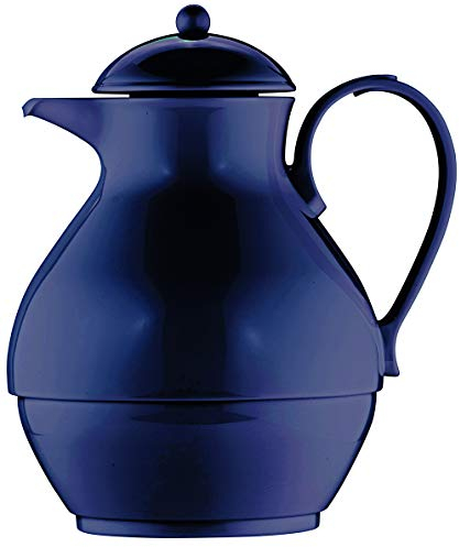 Helios Nostalgie Thermoskanne Dunkelblau 1L - 6h Heiß - Hält Getränke heiß & kalt – 100% dichter Drehverschluss – Einfache Reinigung – Geeignet für Tee & Kaffee