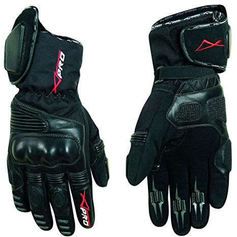 A della Pro Guanti in pelle professionale Tessile Moto Impermeabile Imbottitura Termica Nero L
