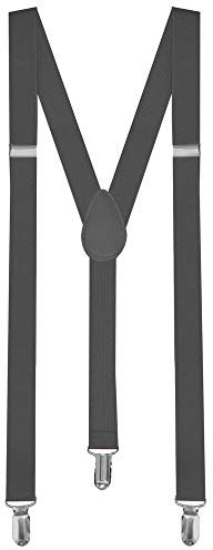 tumundo 1 Hosenträger Schmal 3er Clips Unifarben Punkte Rockabilly Damen Herren Y-Form Verstellbar Unifarben Blau Gelb Schwarz, Variante:grau
