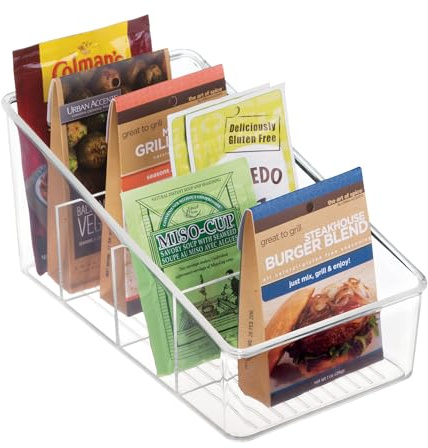InterDesign iDesign 77650EU Linus Küchen-Organizer Box zur Lagerung von Lebensmitteln, Gewürzpaketen/Tütensuppen, Plastik, klar, 26.7 x 14.6 x 12.7 cm