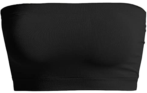 TheMogan kvinnors sömlös bandeau bh tub topp strapless nylon/span stretch bralette, svart, one size