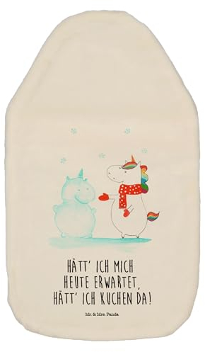 Mr. & Mrs. Panda Wärmflasche Einhorn Schneemann - Geschenk, Unicorn, kalt, Weihnachten, Wärmflaschenbezug, Einhorn Deko, Wärmekissen, Einhörner,