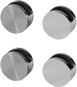 4x Spiegelhalter Ø27x14mm Glashalter 4-6mm in 2 Oberflächen auswählbar Edelstahl-Optik oder Chrom (Edelstahl-Optik)
