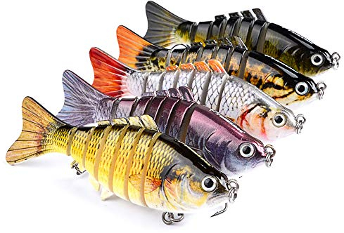 CHSEEO 1 Stück Mehrteiliger Hecht Wobbler Kunstköder Jerkbait Popper Angel-Köder Forellenköder Angelhaken Perfekt zum Hecht Zander Barsch Swimbait Angelzubehör (Zufällige Farben) #3