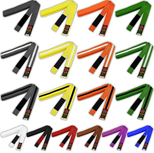 MAR | Grey/White Martial Arts Belt, Brazilian Jiu-Jitsu Ranking Belt - 100% Polycotton | Professional Equipment for All | Coloured Grading Jujitsu Belts for Training, Competition & Tournament (M2)
