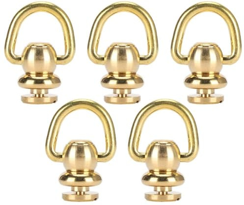 5 ensembles en laiton clou Rivet goujon vis tête boutons goujon en métal et vis avec anneau en D pour cloche de parfum d'artisanat en cuir or, 10x5mm