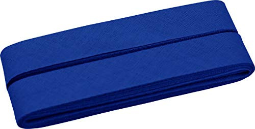 Unifarbenes Schrägband, Baumwolle, vorgefalzt, 20 mm breit - 2 Packungen á 5 Meter, Royalblau