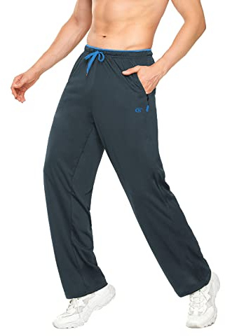 YuKaiChen Men's Jogging Bottoms Straight Leg Tracksuit Bottoms Open Hem Loose Fit Lightweight Quick Dry Jogging Pants Grey L