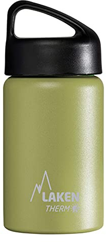 LAKEN Classic 18/8 Stainless Steel Thermal Bottle, Vacuum Insulation with Double Wall and Wide Mouth, Khaki, 350 ml