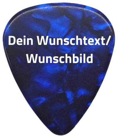Plektrum mit Wunschtext oder Wunschbild - Personalisiertes Plektrum mit Druck - Individuell und schnell gestalten mit Wunsch-Druck - mit eigenem Bild oder Text personalisieren (Heavy, Blau Perlmutt)