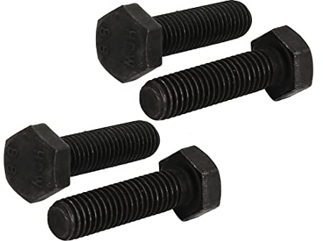 PATIKIL M8x30mm Esagonale Bullone, 4pz 8.8 Grado Completo Filettato Sinistra Mano Filo Esagonale Testa Bullone, Nero