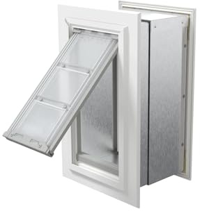 Endura Flap Cat Door for Walls | Premium Aluminum Frame Wall Mount Pet Entrancefor Cats and Small Dogs | Dual Layer All-Weather Flap with Secure Locking Cover | Made in The USA | White, Small Flap