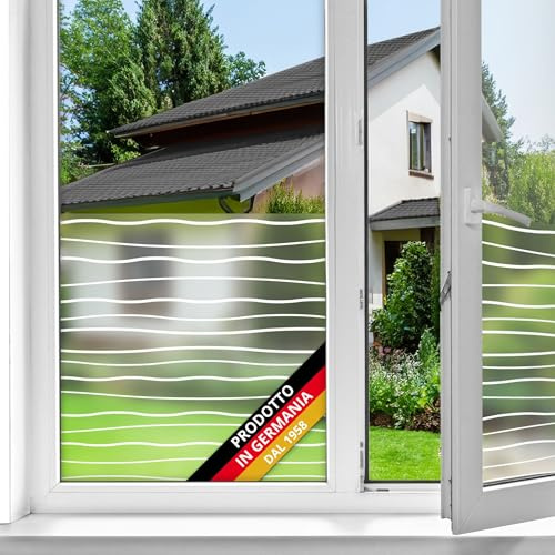 d-c-fix Film pour fenêtre Anti Regard Vagues 45 cm x 1,5 m | film occultant statique pour vitres à motif moderne – adhérence statique, opaque, décoratif
