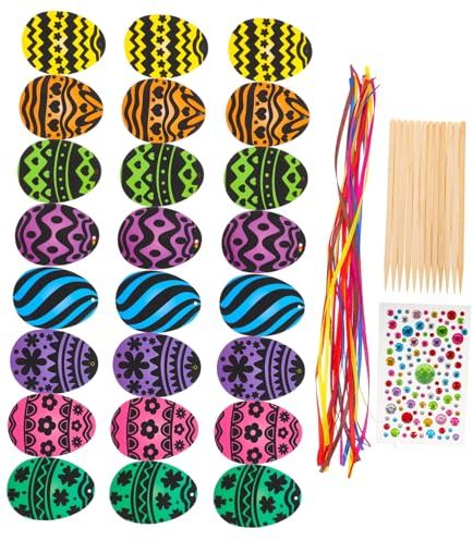 ifundom 1satz Junge Mädchen Kratzkarten Für Ostern Ostereier Bastelset Mit Bunten Kratzbildern Und Holzstäbchen Kreative Geschenkideen Für Junge Mädchen Und Osterfeier-dekoration