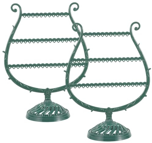 Hohopeti 2pcs Jewelry Display Stands Earring Holders and Necklace Organizer Creative Green Jewelry Storage Rack for Earrings, Bracelets, and Rings, Suitable for Home and Shop Use