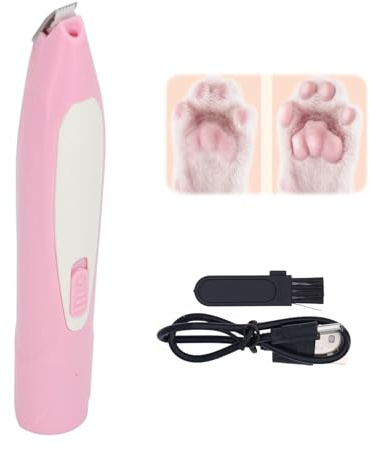 Dog Trimmer Cordless Trimmer for Dogs with LED Light and Hair Brush, Small Dog Trimmer Clippers for PAWs, Eyes, Ears, Face, Butt (Roseate)