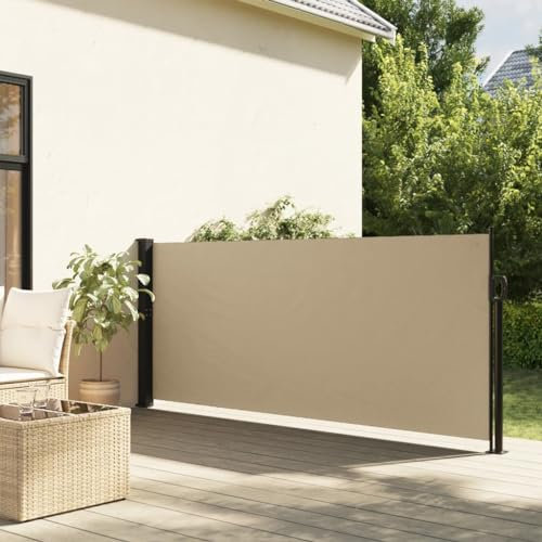 Juroupi Seitenmarkise Ausziehbar Balkon Sonnenschutz Balkon Markise Sichtschutz Garten Beige 120x600 cm