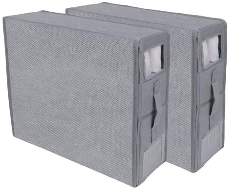OWill 2 Stück Unterbett Aufbewahrungsbox 12cm Hoch,Platzsparende Unterbett Aufbewahrungstasche,Praktische Aufbewahrungsboxen für Kleidung und Bettwäsche,Verstauboxen mit Deckel für Bett mit Stauraum