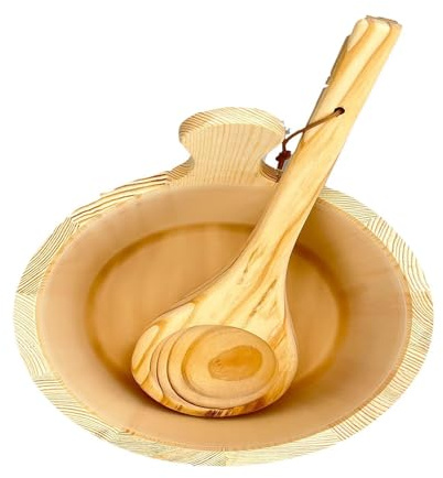 Fenteer Tonneau et louche pour sauna SPA Outil de salle de bain à vapeur Fournitures de bain Ensemble de seaux pour sauna pour la maison