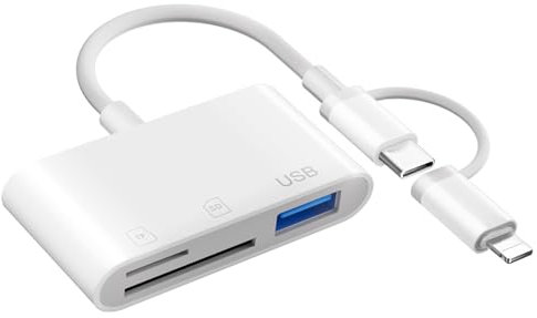 Loydia Adattatore Scheda SD per iPhone, [Certificato Apple MFi] Lettore per Fotocamere da Lightning a Scheda SD, Adattatore Lettore di Schede SD/Micro SD USB C per iPhone con Porta USB, Plug and Play